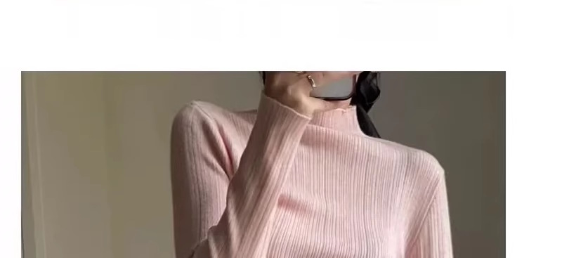 A light purple semi-high neck slim-fit innerwear with a knitted sweater for women in the spring of 2026 is a stylish and unique thin base layer pic 18