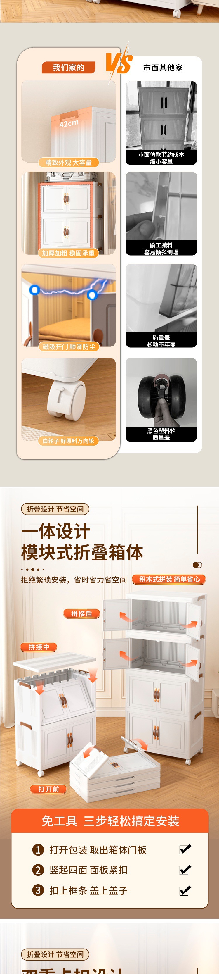 【品质升级】多层收纳柜家用儿童宝衣柜客厅玩具免安装可折叠鞋柜详情1