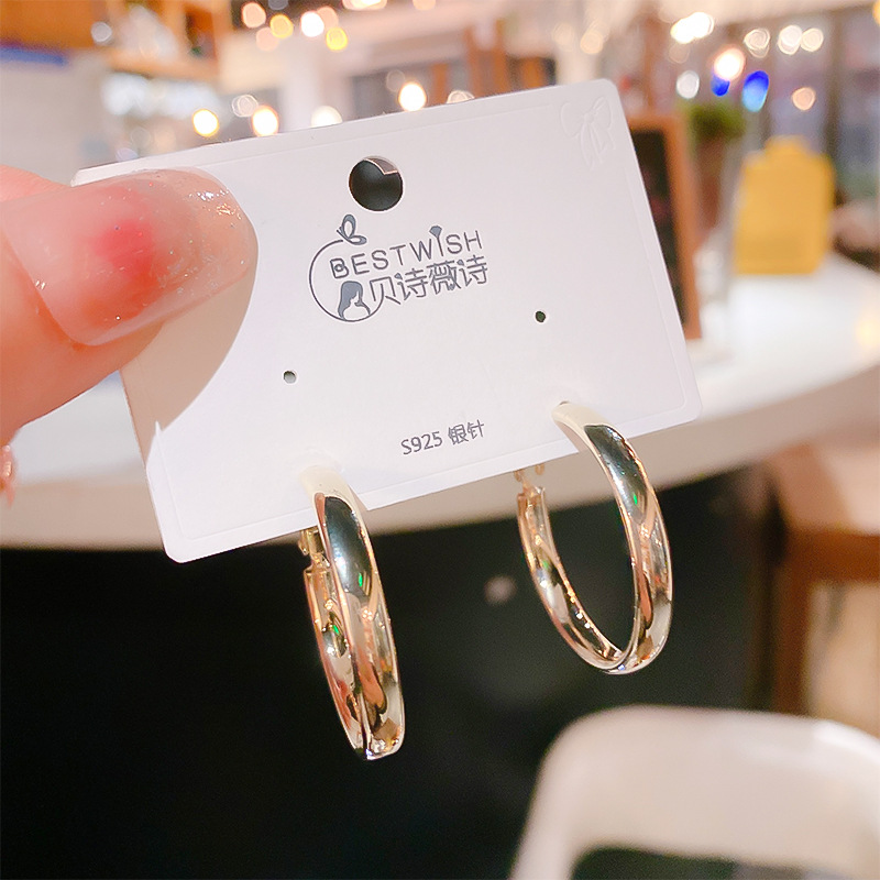 抖音爆款气质素圈耳环女潮高级感大气小耳圈批发详情4