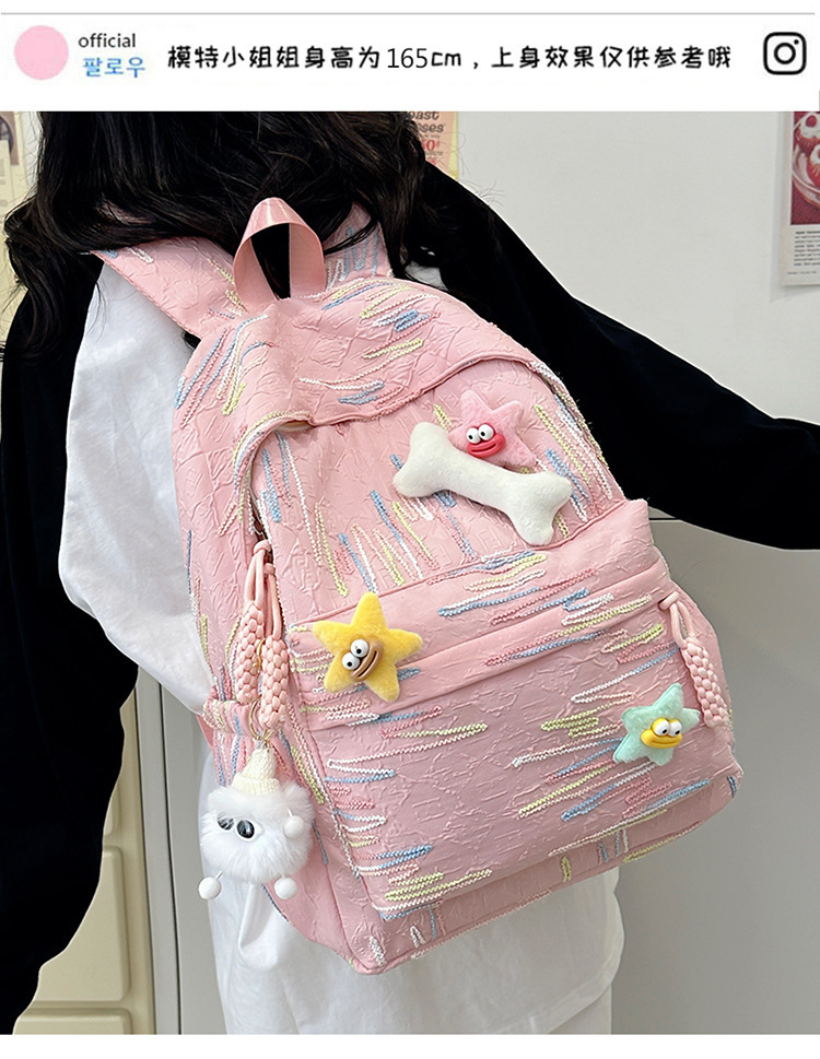 韩版书包高中生女高颜值可爱甜美背包女初中大学生电脑旅行双肩包详情2