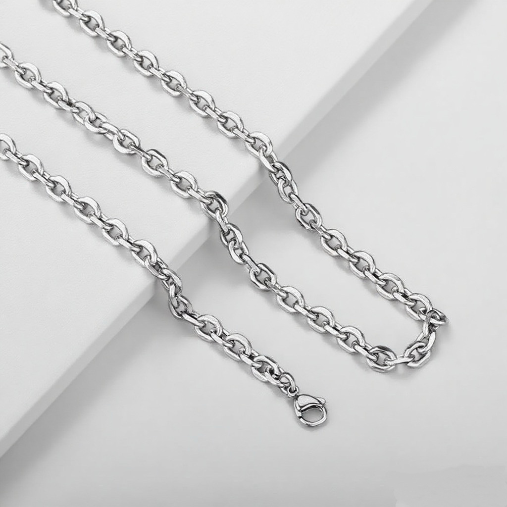 厂家供应不锈钢焊口压扁O字链DIY手工饰品男女锁骨项链十字链项饰品详情3