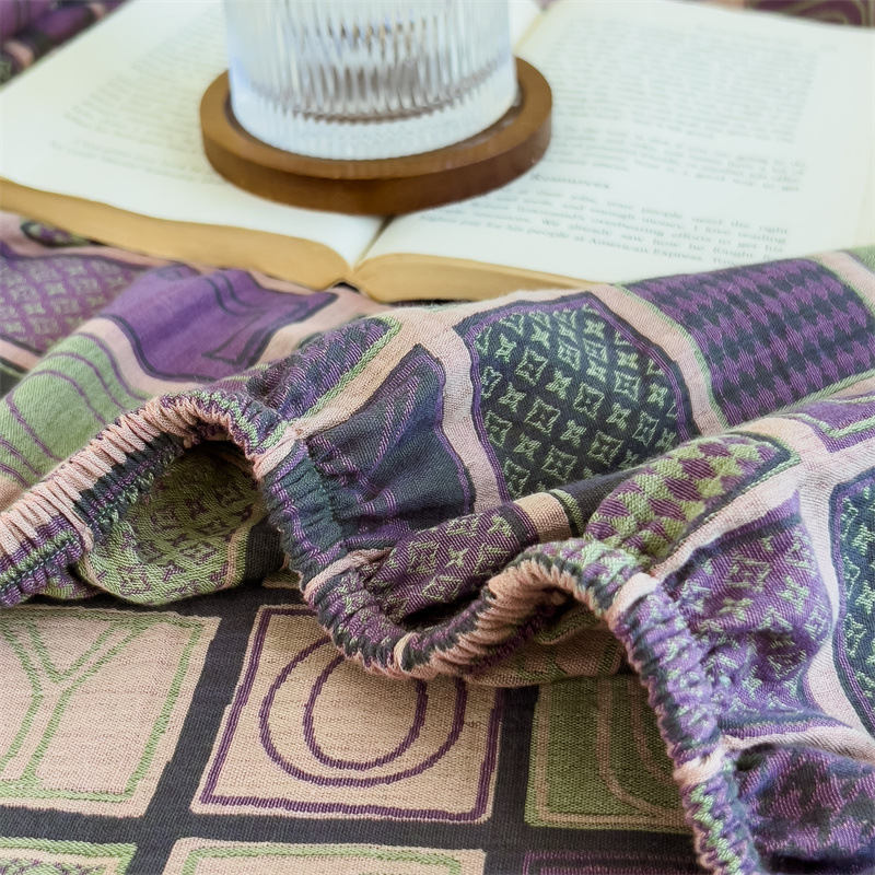 Pure cotton yarn-dyed jacquard double-layer gauze bed cover, single piece of all-cotton gauze mattress protective cover, bedspread, bed cover, single piece of bedding pic 121