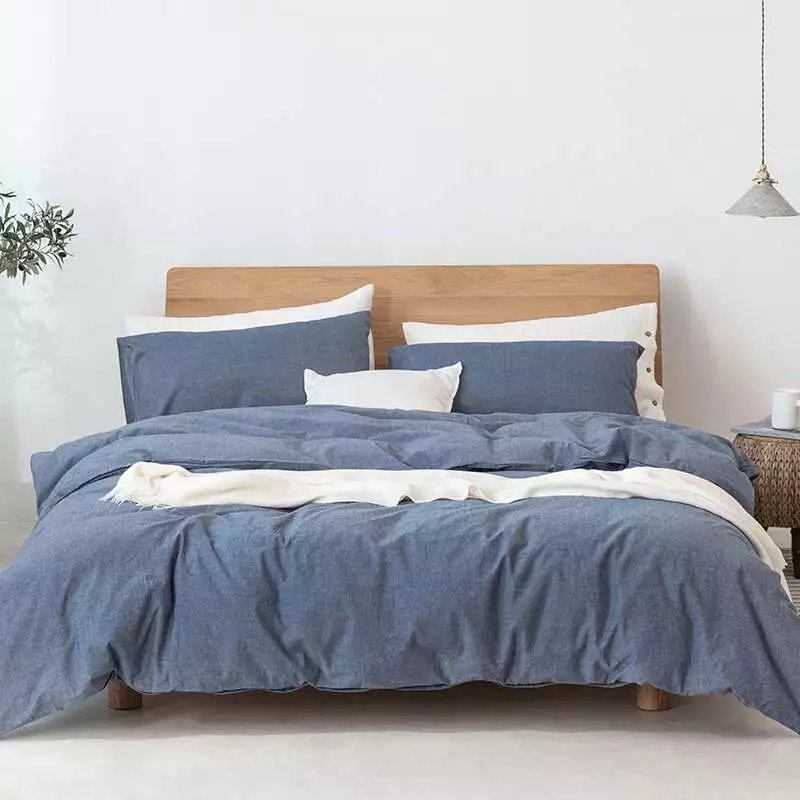 Muji pure cotton washed cotton four-piece set, Class a baby and mother grade bed sheets and duvet covers, all-cotton light luxury high-end bedding pic 44