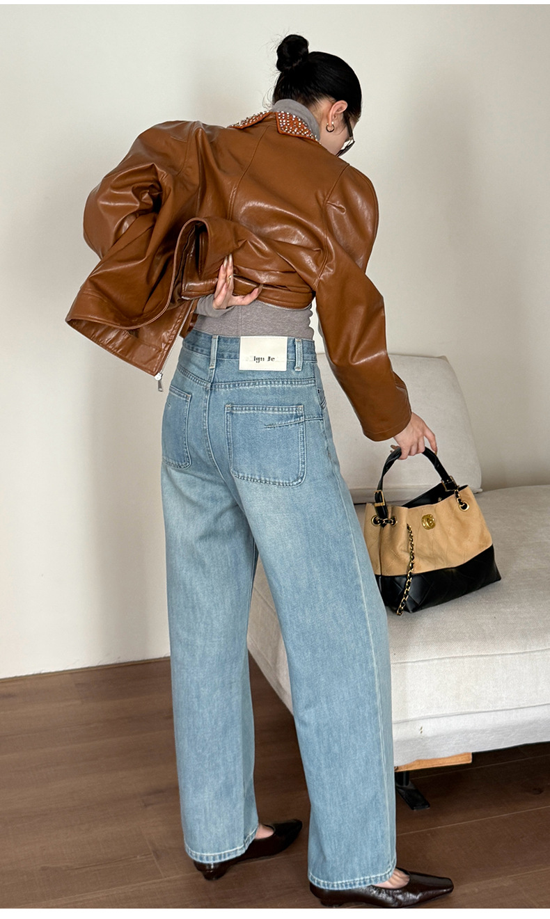 云长 天丝莱赛尔棉牛仔裤女2025秋季新款直筒裤子休闲长裤 K0007详情23