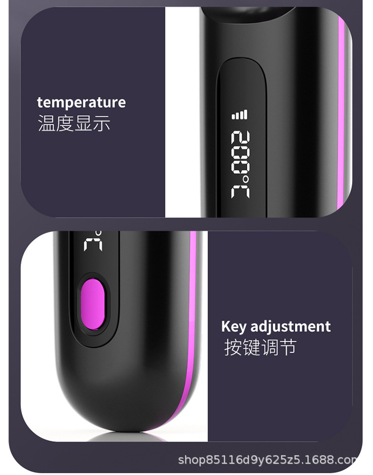 New cross-border LCD charging ceramic wireless heating hair straightening comb, portable portable hair straightening device for both curling and straightening pic 18