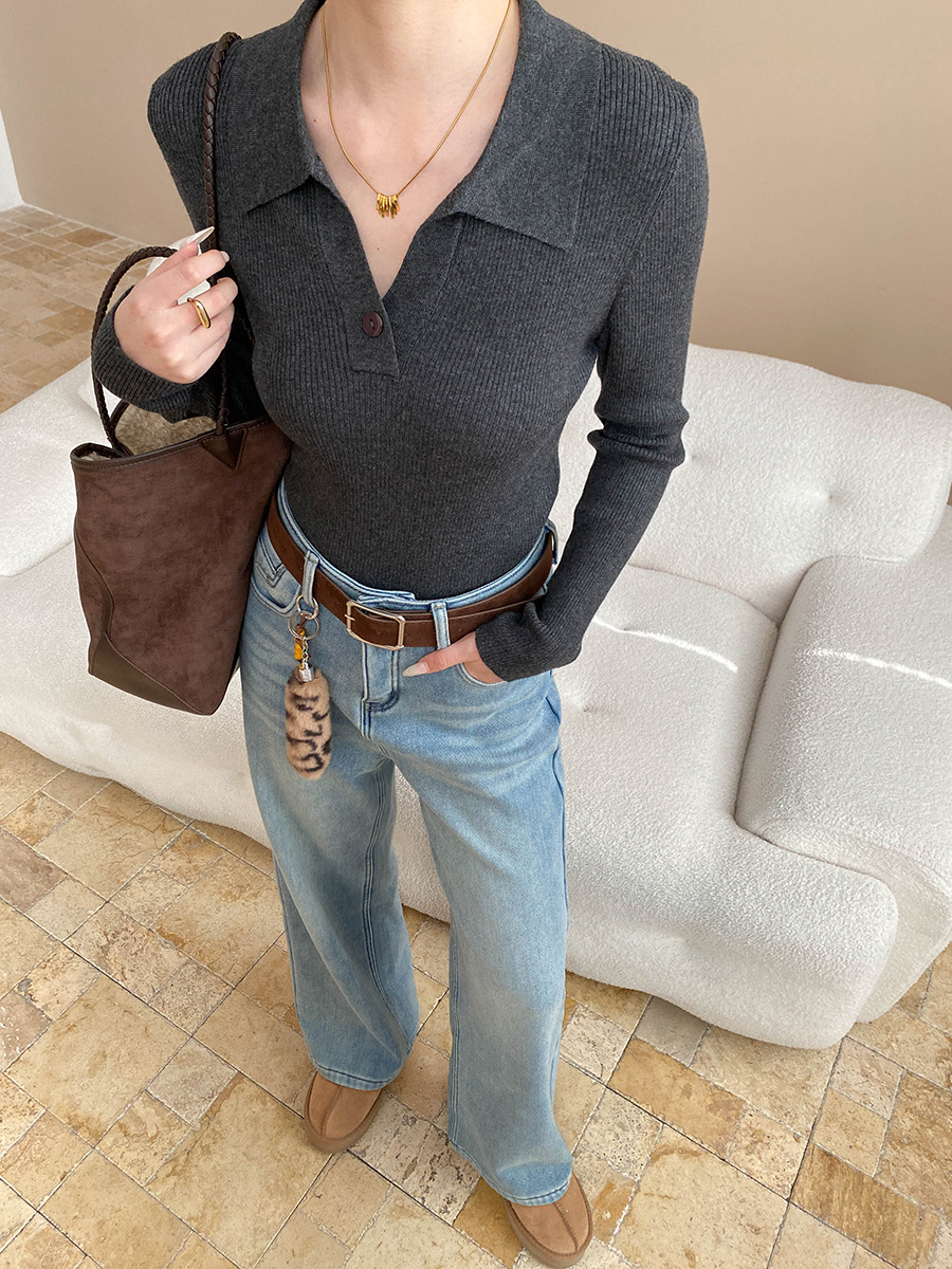 司南修腿型天菜含腰带挂件水洗浅蓝窄版直筒加绒牛仔裤SN8358详情39