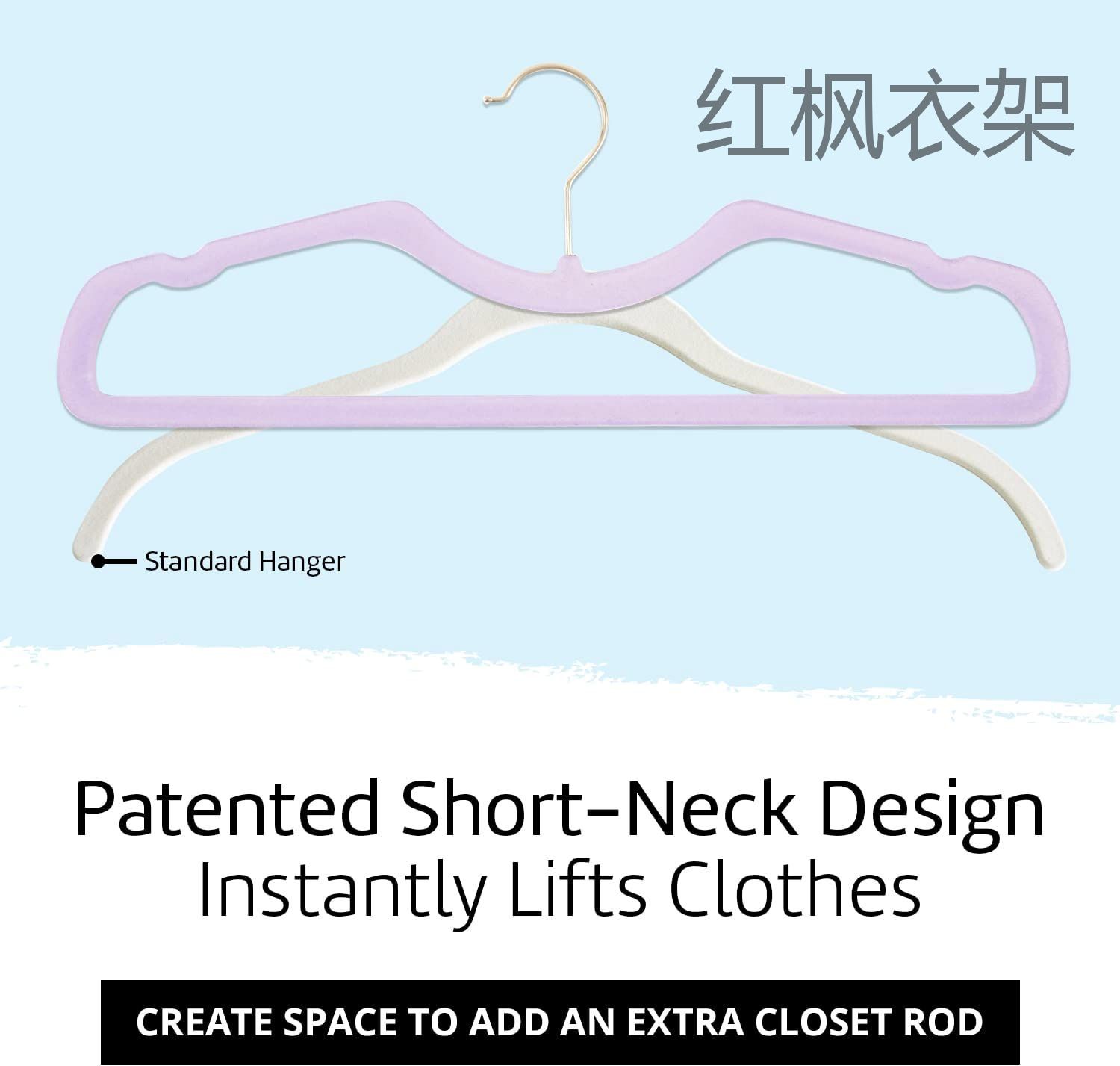 New personalized short-necked hanger that saves vertical space, anti-slip, dry and wet dual-purpose, shorter height, ultra-thin plastic hanger pic 19
