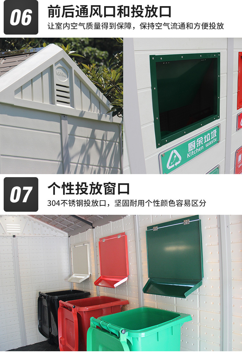 户外垃圾分类亭智能垃圾房收集站小区街道环卫可回收房学校储物房详情11