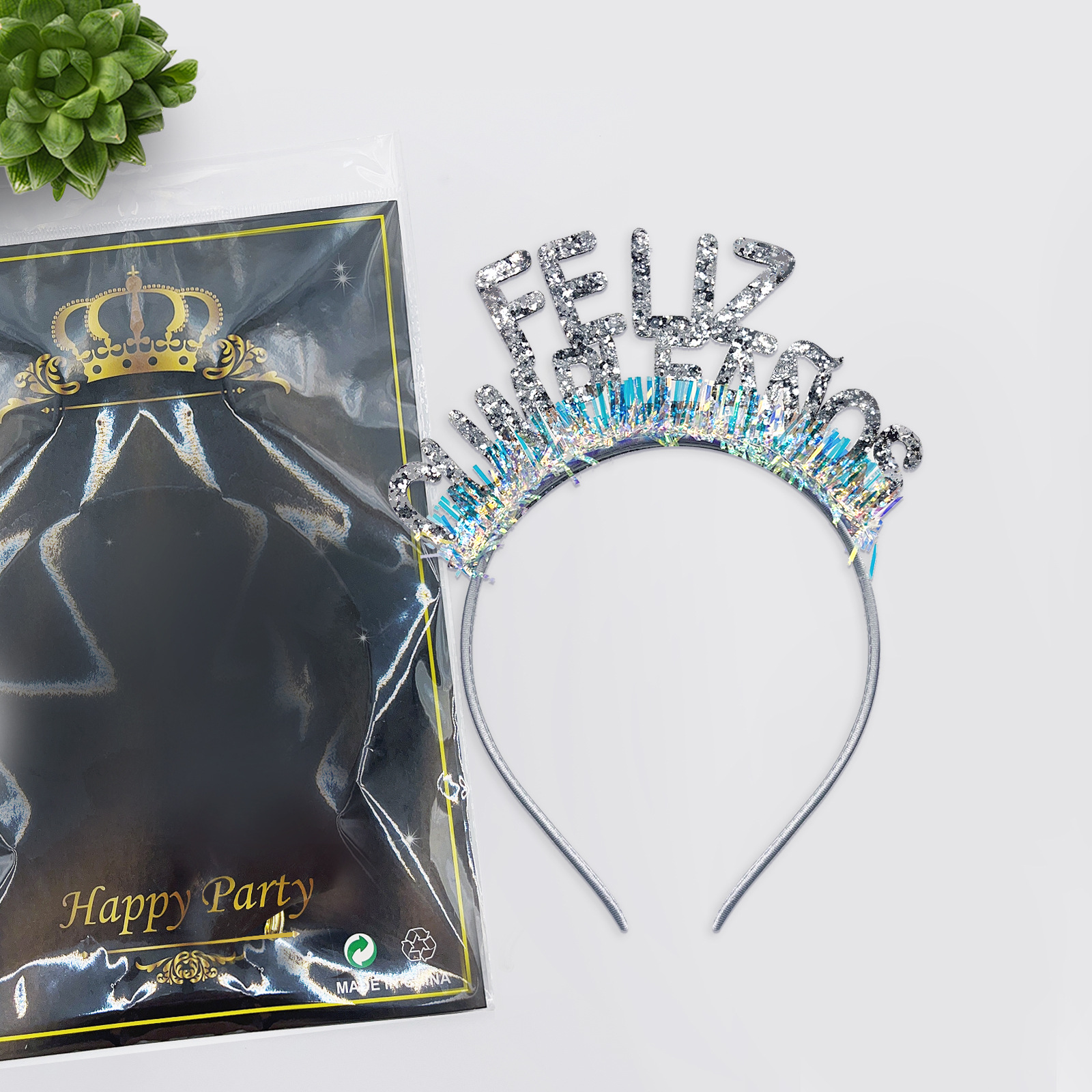 闪粉生日发箍西语英语多款Feliz闪粉金丝西生日派对头箍聚会拍照详情11