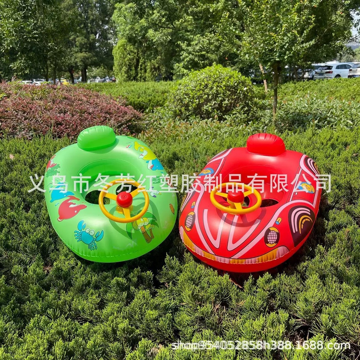 厂家直供新款热销宝宝游泳艇儿童座圈加厚带喇叭方向盘充气小游艇运动户外游泳用品游泳圈详情1