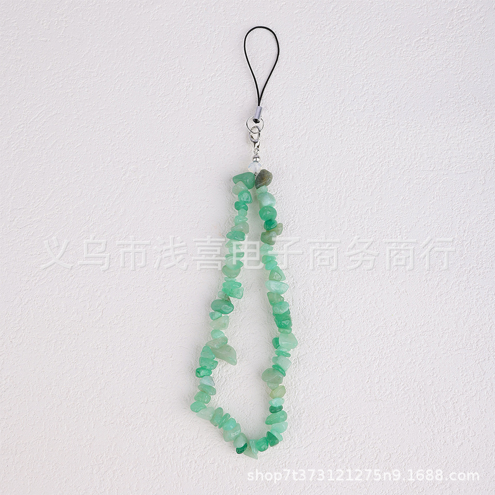 欧美DIY串珠石头手机链 宝石碎石手机链条手腕带天然水晶手机挂绳详情13