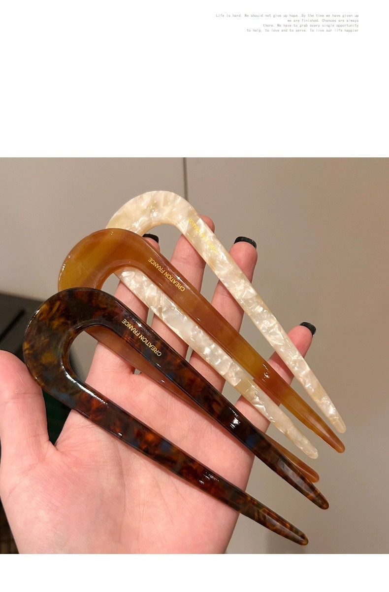 U-shaped hairpin, a high-end female style, a new Chinese-style updo hairpin, a simple and modern daily fixed hairpin pic 6