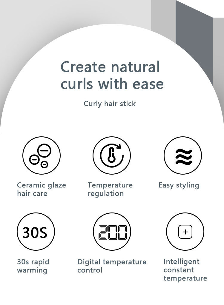 Amazon curling iron manufacturer wholesale temperature-controlled curling irons, ceramic glaze perming and styling rods, cross-border pic 7