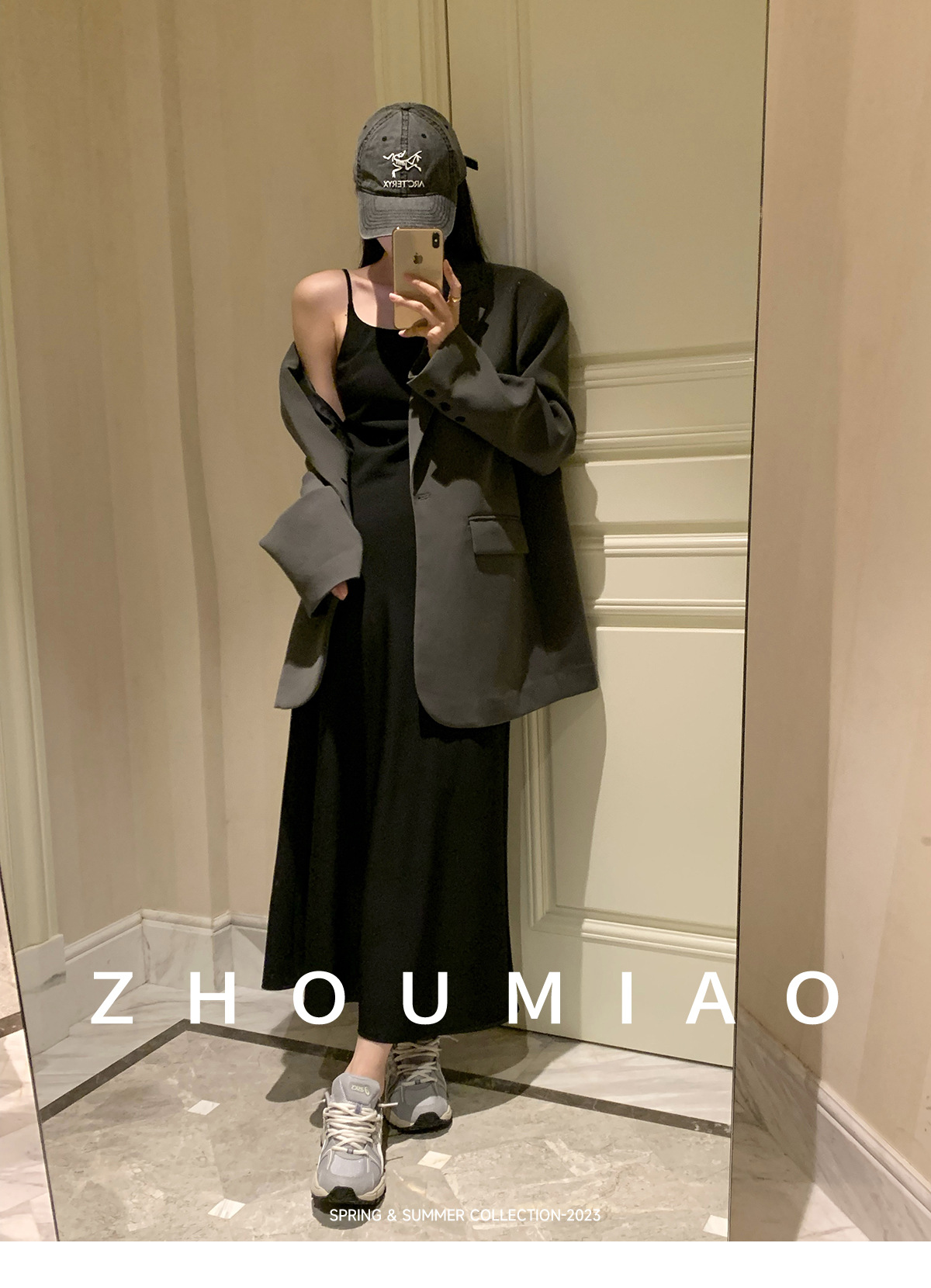 周淼ZHOUMIAO 2024春秋新款高级设计感女士黑色休闲小西装外套女详情11
