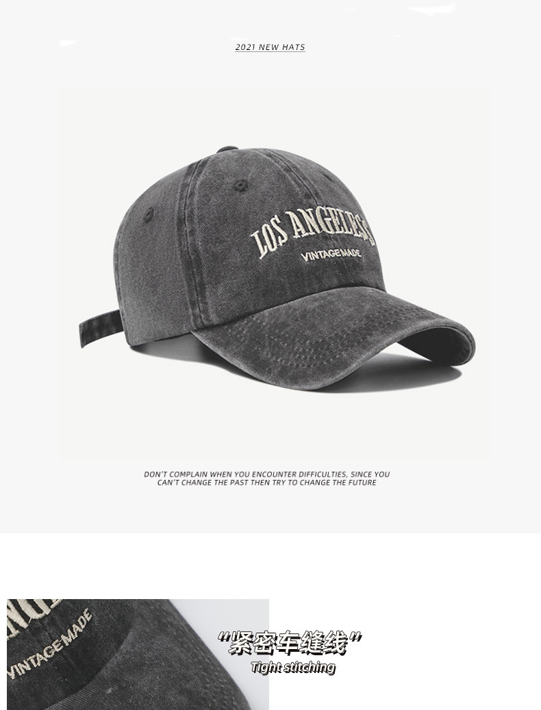 ins retro grey baseball cap for women, summer American-style washed head, trendy, versatile and face-enhancing small baseball cap pic 3