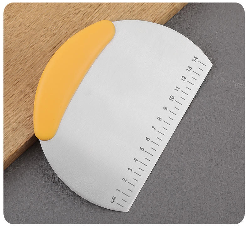Factory wholesale household stainless steel semi-circular baking cutting knife with scale, cream cake flour scraper pic 15