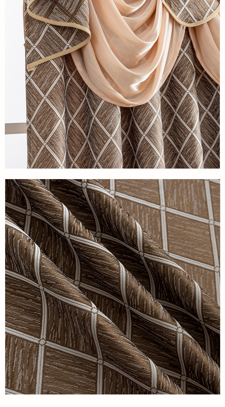 Keqiao cross-border best-selling 280gsm Amazon jacquard curtain head style light-blocking living room and bedroom curtais curtain custom-made finished curtains pic 10