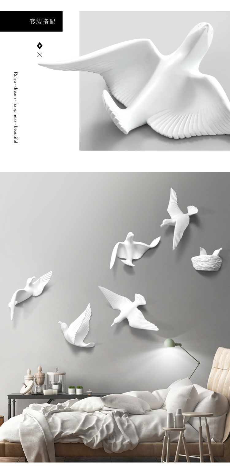 Cross-border supply of pigeon wall decorations, resin handicrafts, living room TV background wall decorations, soft furnishings, wall hangings pic 19