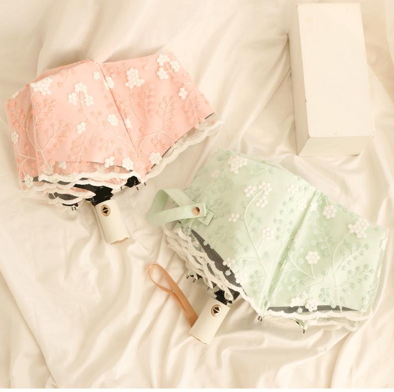 刺绣双层黑胶防晒少女心蕾丝全自动防紫外线晴雨两用遮阳太阳伞详情20