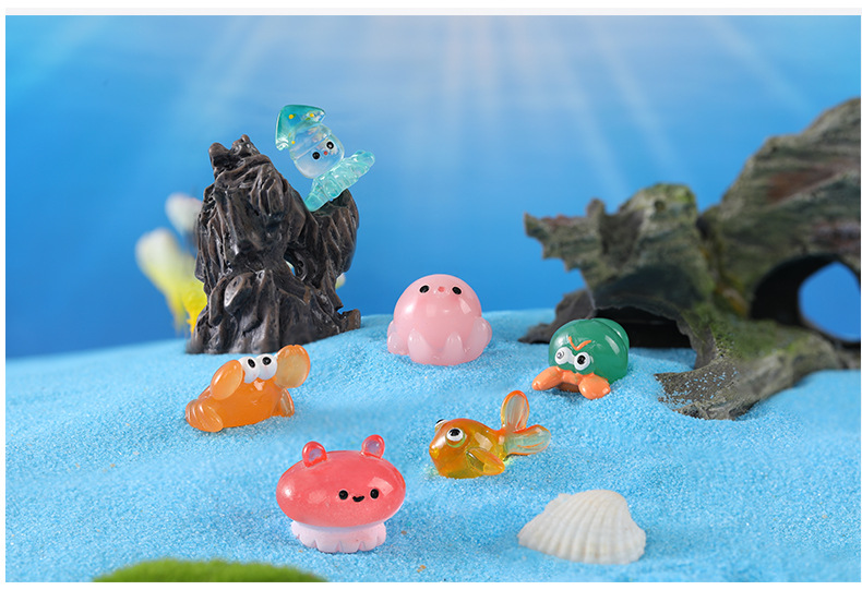 Micro-landscape ornaments, cute Marine animals: squid, killer whale, jellyfish, hermit crab, Marine animal resin accessories pic 38