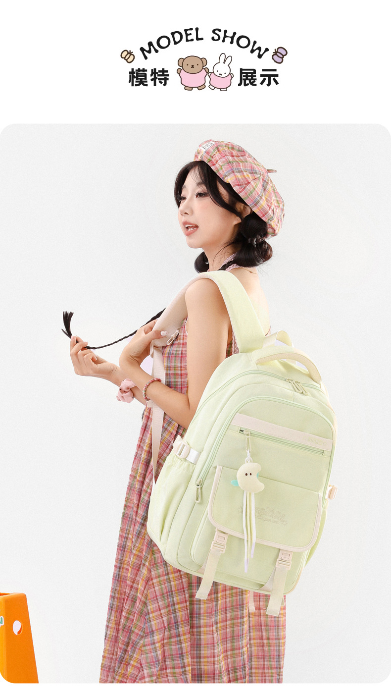 New high-appearance-level weight reduction and spine protection schoolbag for girls, junior high school students, large-capacity ultra-light campus backpack for teenagers pic 22