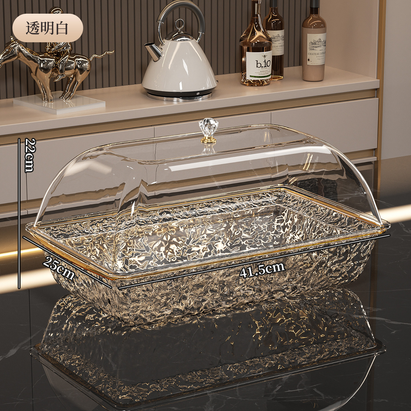 酒店刺身保鲜盒水波纹带冰块冷藏水果保鲜盒大号寿司盘带防尘盖详情11