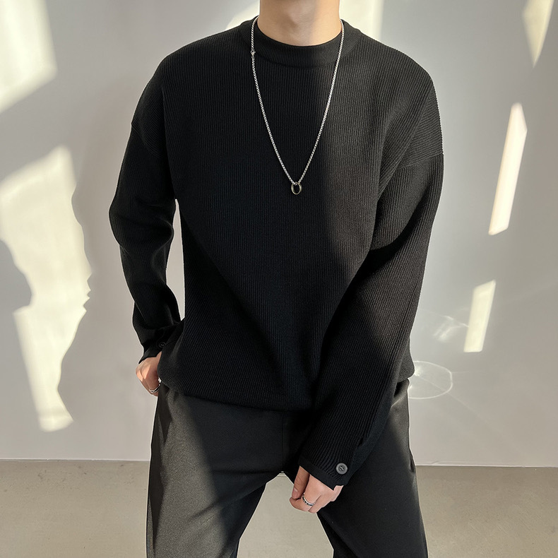 A wholesale live-streaming button new bestseller sweater for men, British trend youth Hong Kong style base knitted sweater coat pic 16