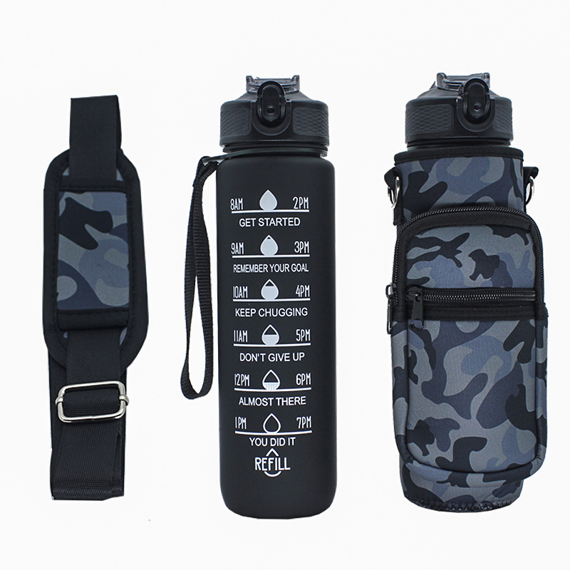 Wholesale SBR diving material outdoor sports water bottle cup covers, hand-held shoulder strap portable thermos flask protective covers from the manufacturer pic 35