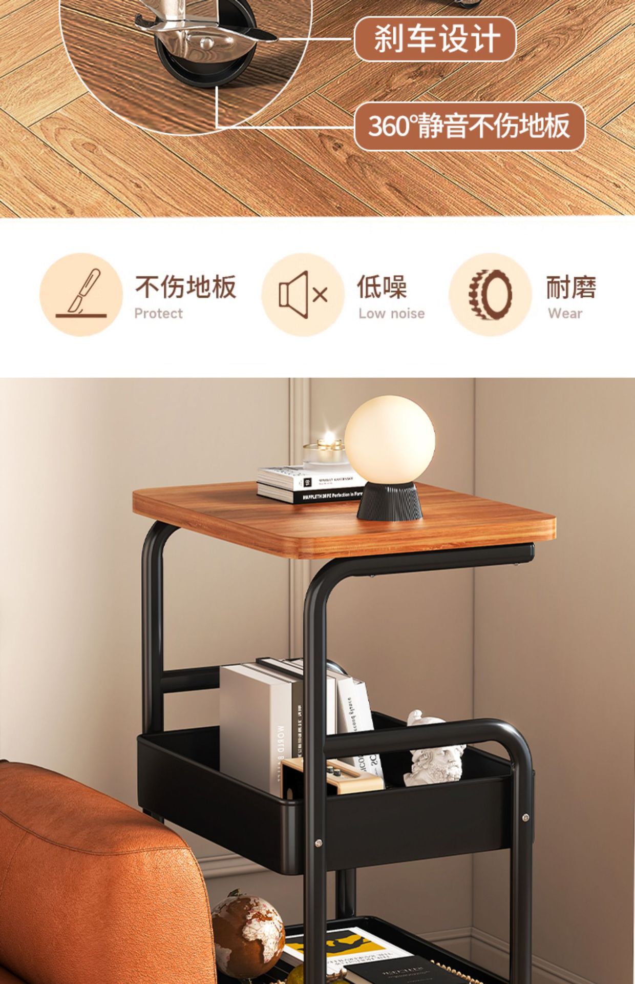 Chinese-style storage rack, movable trolley, book storage rack, home multi-layer schoolbag roller cabinet pic 17