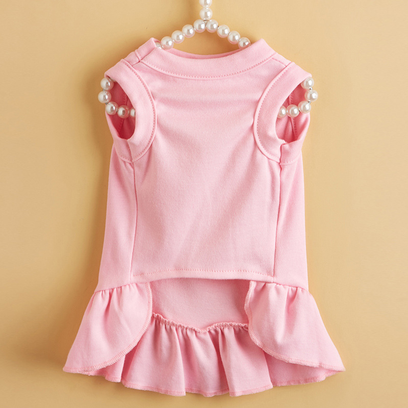 T breathable sleeveless cat and dog dress, new summer casual pet dress, Teddy solid color fashionable cat and dog pet clothing pic 4