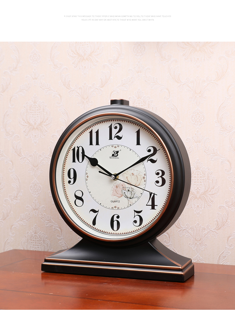 A12摆钟客厅家用石英台式座钟复古桌面钟表坐钟时间摆放式时钟摆详情8