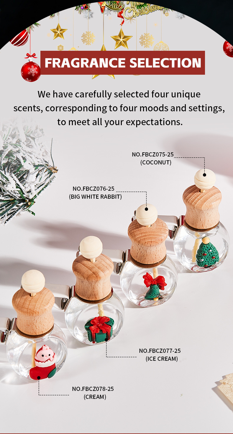 【跨境专供】FORMBO圣诞汽车香水持久留香车内装饰品精油车载香薰详情7