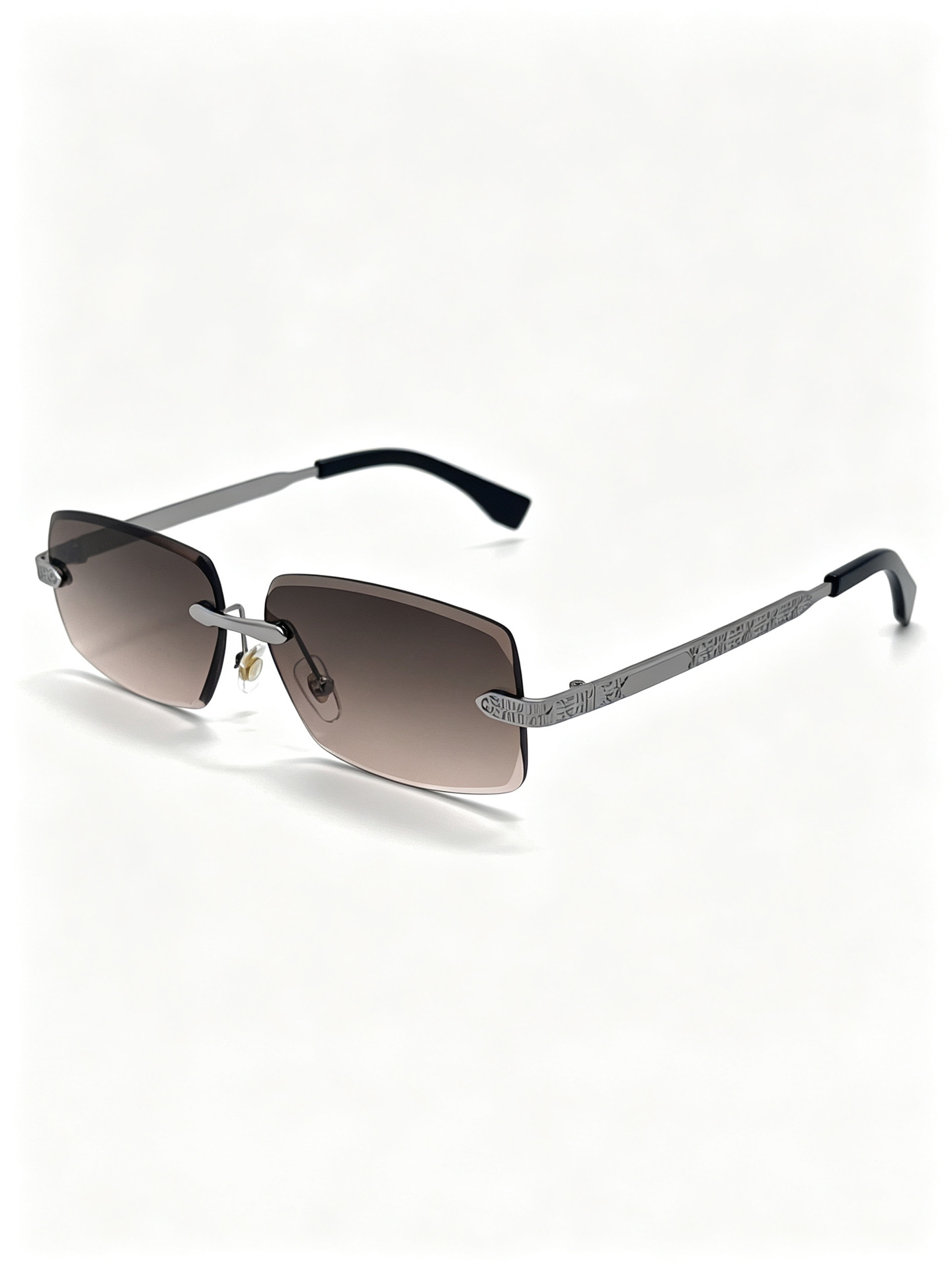 New frameless trimmed sunglasses with metal engraved temple, high-definition gradient UV protection, suitable for both men and women pic 5