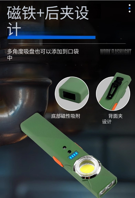 Multifunctional portable mini high-intensity dual light source work light TYPE-C Outdoor magnetic long-range radiation work coat and hat clip light pic 13