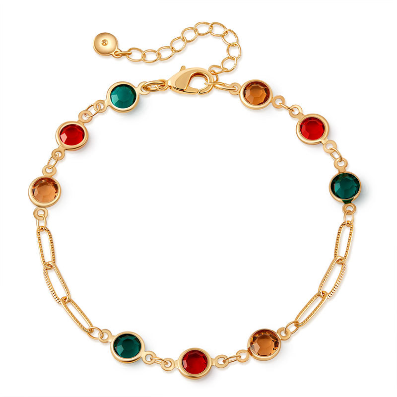 多巴胺手链跨境爱心设计小众几何水滴方形玻璃钻度假风小清新手饰详情8