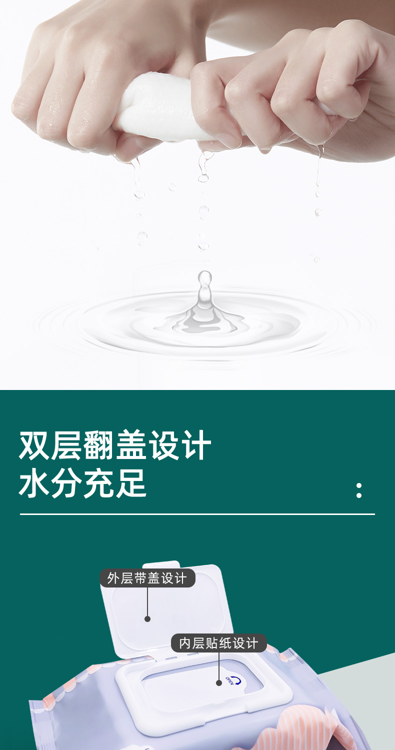 跨境英文婴儿湿巾大包80抽整箱湿巾新生儿宝宝儿童湿巾厂家批发详情2