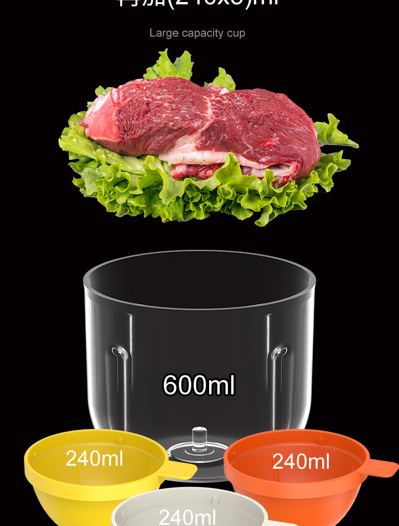 Cross-border electric garlic minder, meat grinder, household kitchen automatic large plastic glass garlic paste and minced garlic machine pic 11