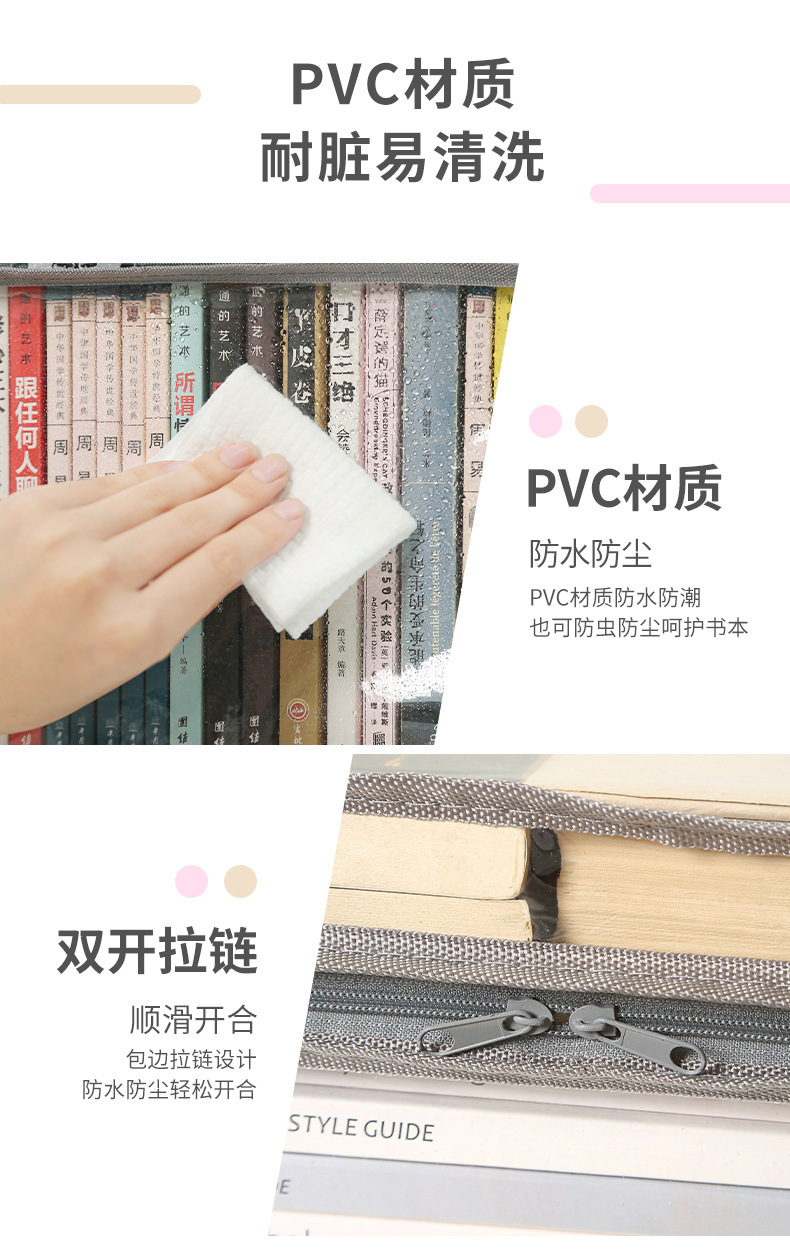 Foldable book box, student dormitory classroom book storage box, transparent waterproof household book organization and storage box pic 3