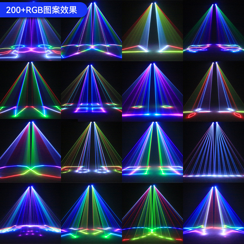 New dual-projection full-color 3D animation laser light, seven-color rotating atmosphere projection light beam, line laser stage light pic 7