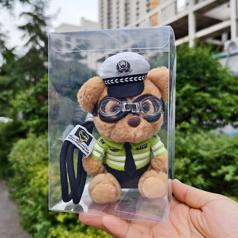 萌警察小熊毛绒玩具公仔挂件交警泰迪熊娃娃机玩偶钥匙扣包包挂饰详情5