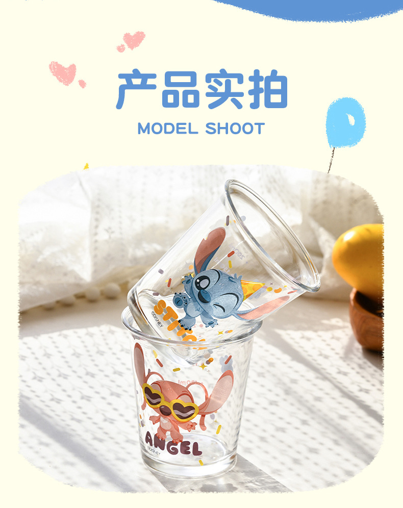 Creative cartoon Teddy glass cup, glass slanted and inverted mouth cup, cute gift drinking cup, pattern Angel cup pic 11
