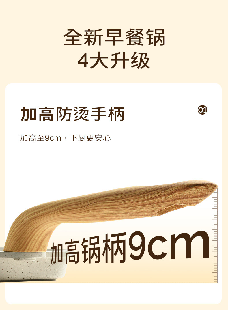 麦饭石培根牛排平底锅家用早餐锅煎蛋神器不粘三合一鸡蛋汉堡锅详情7