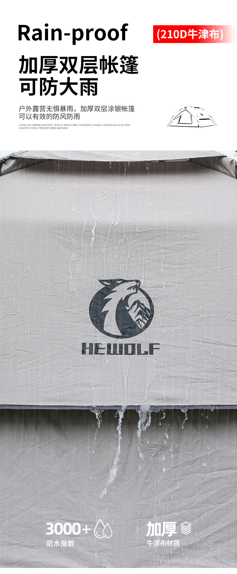 Automatic tent outdoor black rubber folding portable double-layer tent camping complete set equipment, overnight rain protection, sun protection and sun protection pic 10