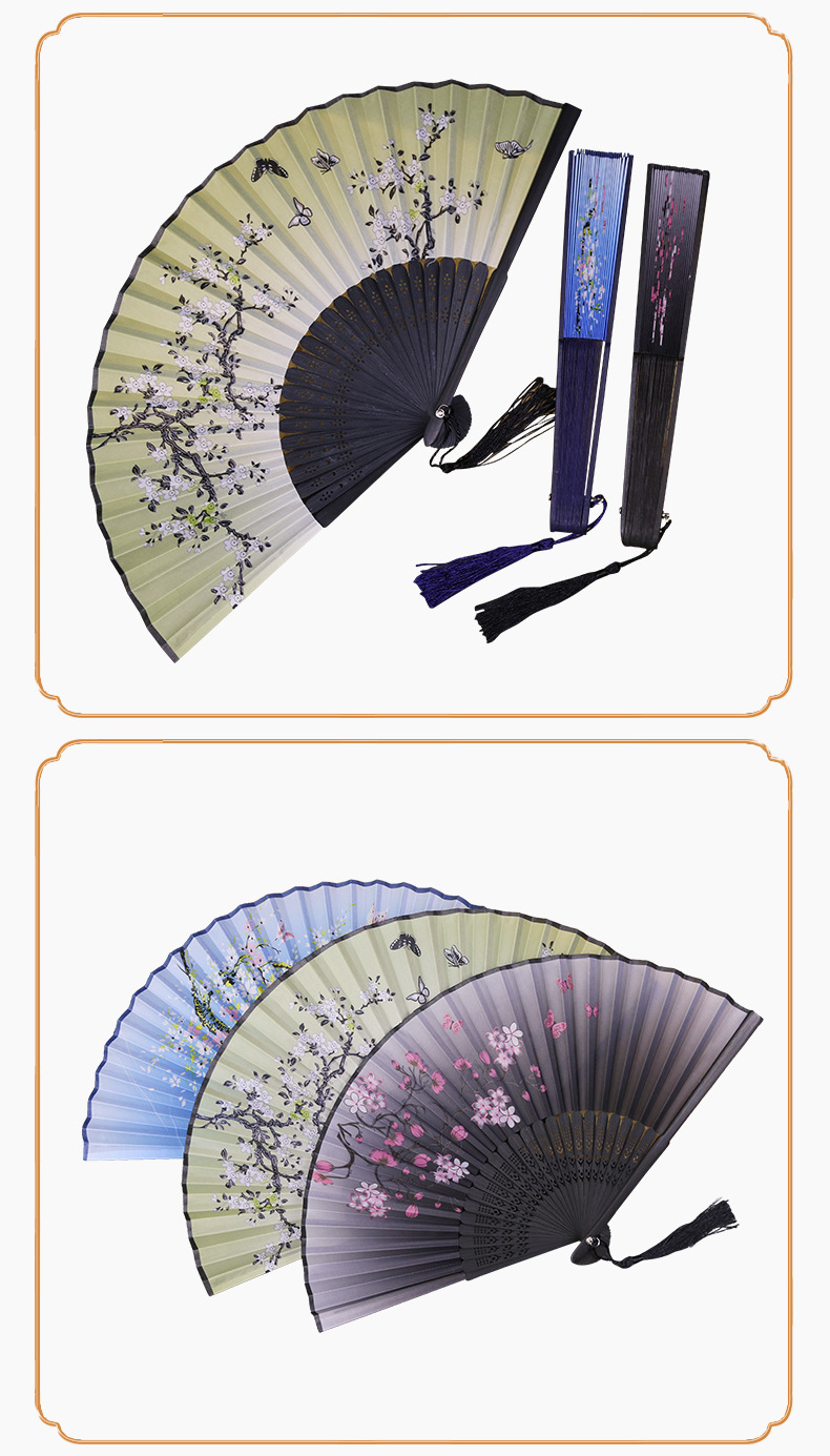 绢布竹质伴娘接亲折扇子女中国扇子古风批发学生和风日式扇竹制品详情18