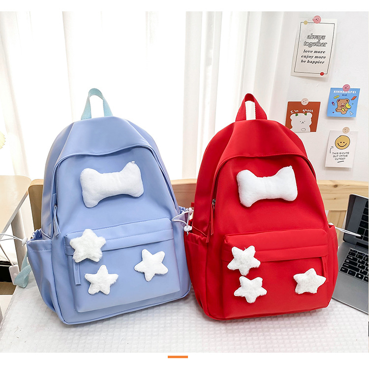 可爱少女小众自制五角星双肩包百搭大学生书包女休闲高中背包详情36