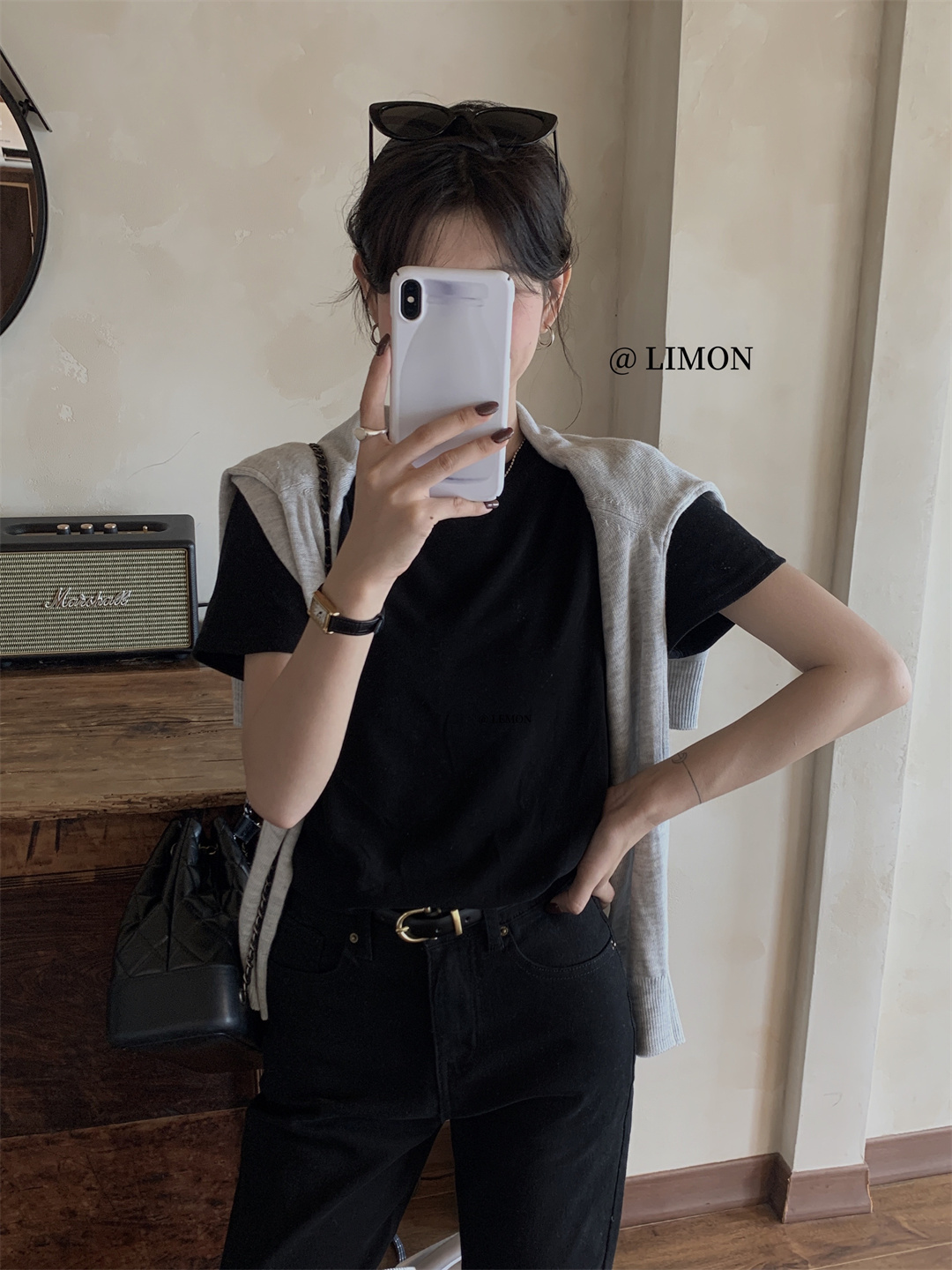 THE LEMON柠檬绿茶正肩磨毛短袖t恤女2024秋季新款百搭上衣打底衫详情52