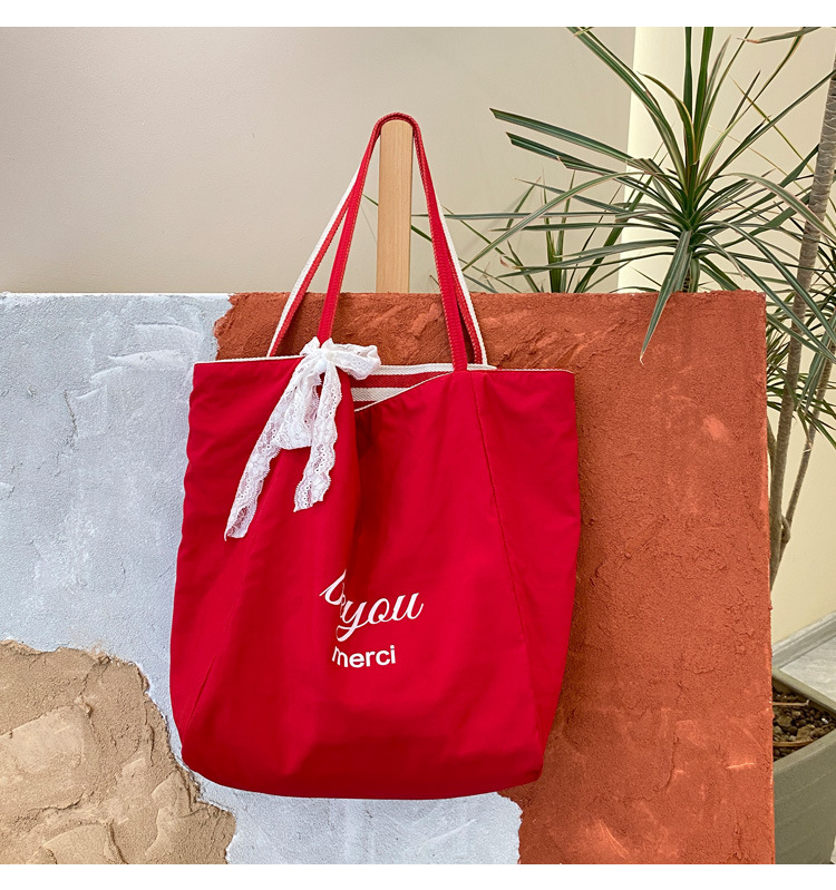 Striped canvas bag, 2024 new Korean-style ins tote casual bag, single-shoulder large-capacity tote bag shopping bag pic 7