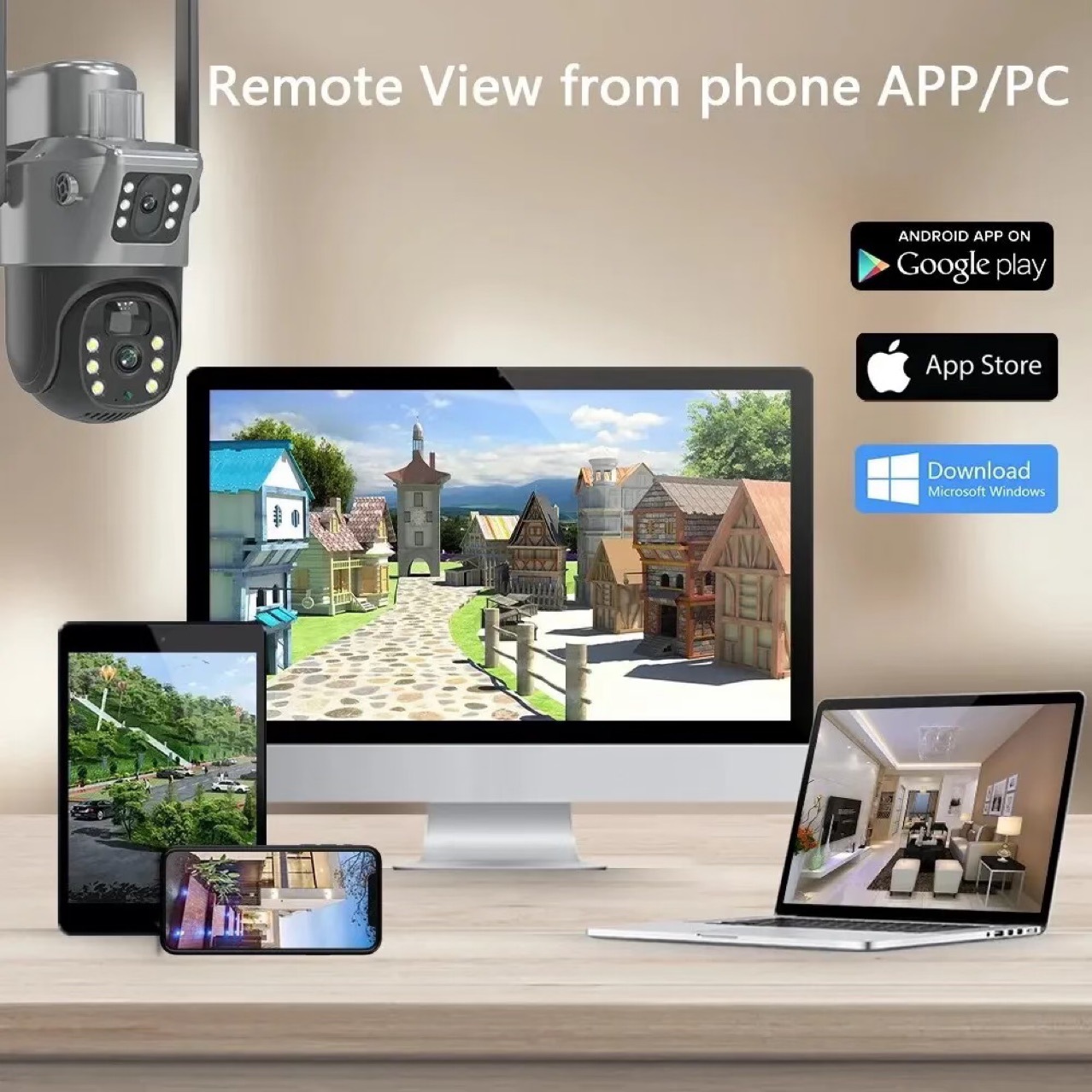 The V380 is equipped with a 6-megapixel solar-powered dual-eye low-power 4G camera for 365-day standby monitoring through WIFI gun and ball linkage pic 4