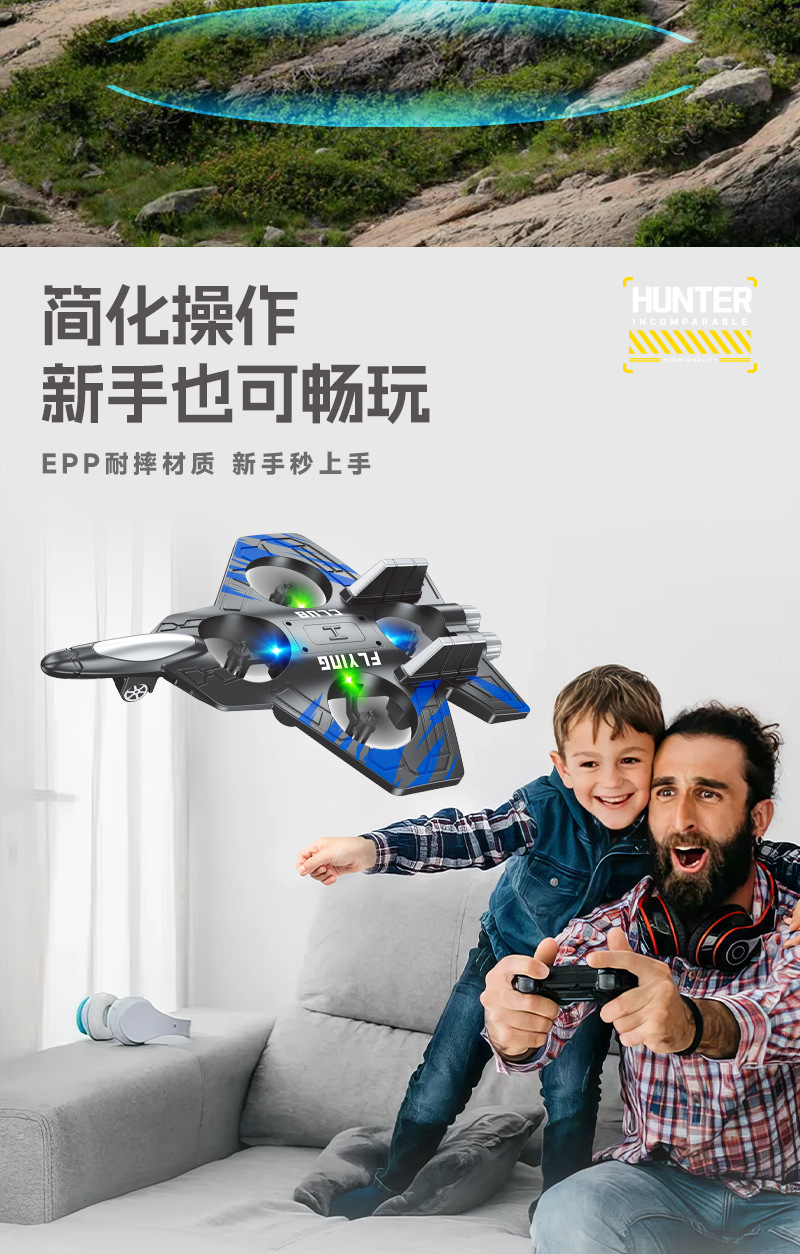 New cross-border remote-controlled aircraft, gravity sensing stunt foam aircraft, colorful lights, rechargeable and durable drone pic 8