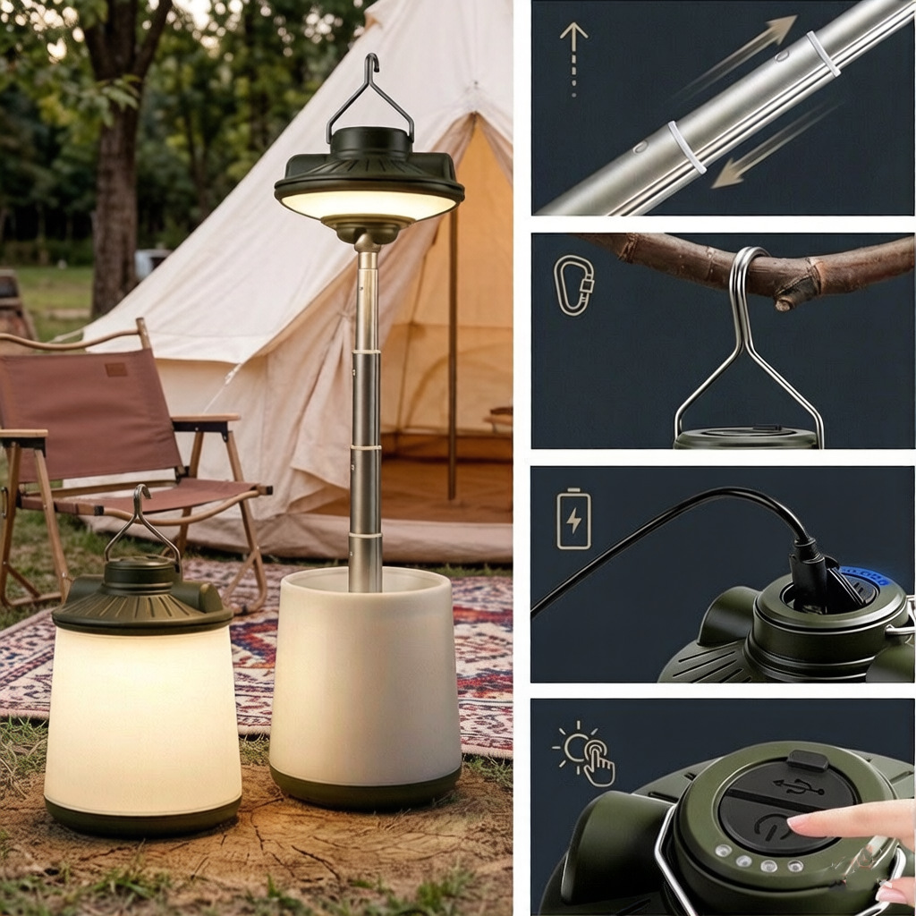 2026 New LED camping lights, wall-mounted camping tent lights, USB charging campsite emergency outdoor retractable ambient lights pic 3